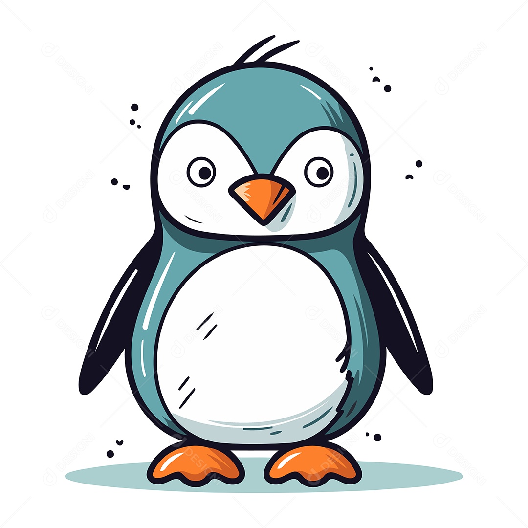 Pinguim Fofo de Desenho Animado Ilustração Vetor EPS