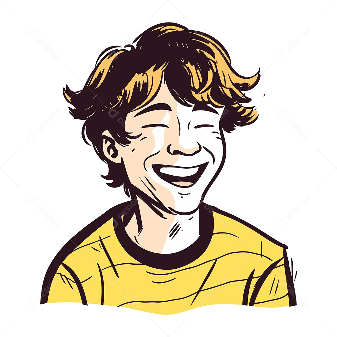 Menino Sorridente de Desenho Animado Ilustração Vetor EPS