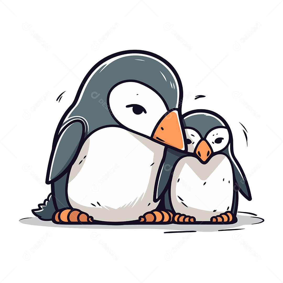 Pinguins de Desenho Animado Ilustração Vetor EPS