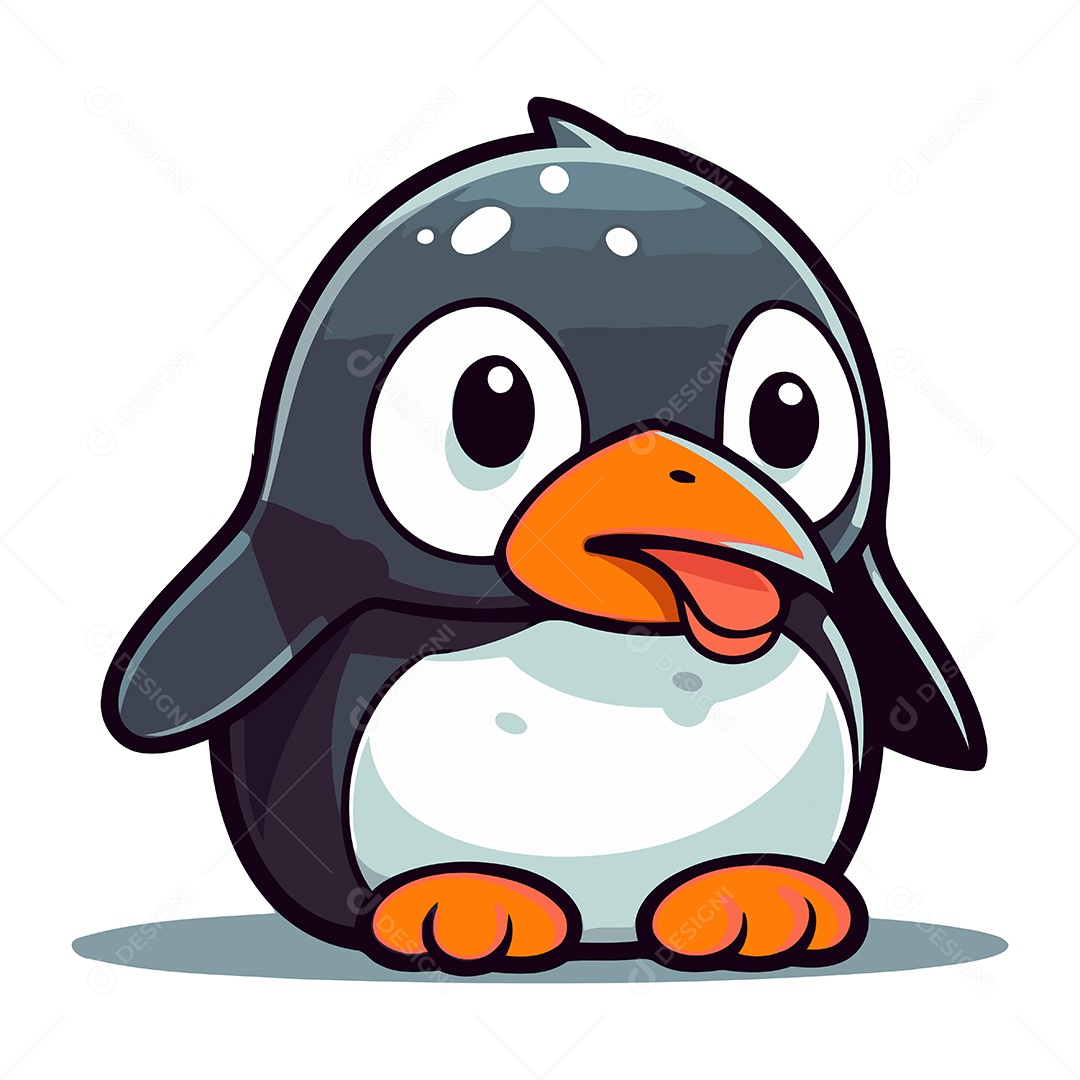 Pinguim de Desenho Animado Ilustração Vetor EPS