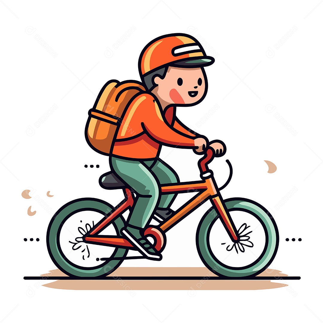 Menino Andando de Bicicleta Ilustração Vetor EPS