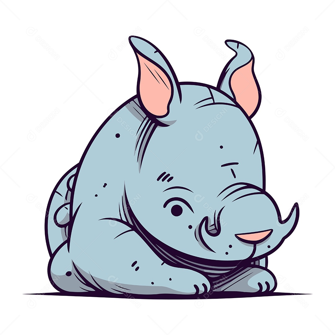 Rinoceronte de Desenho Animado Ilustração Vetor EPS