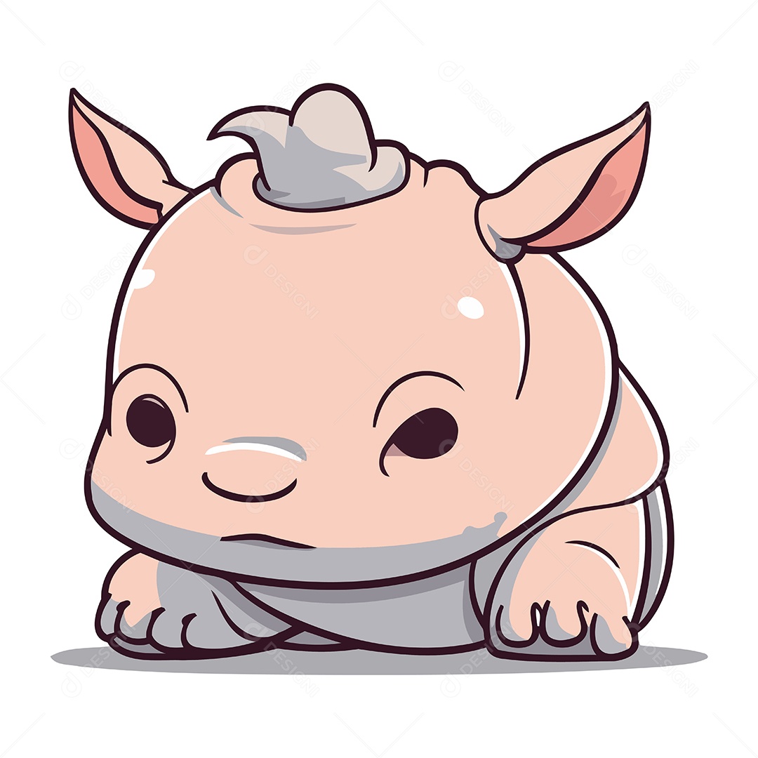 Rinoceronte de Desenho Animado Ilustração Vetor EPS