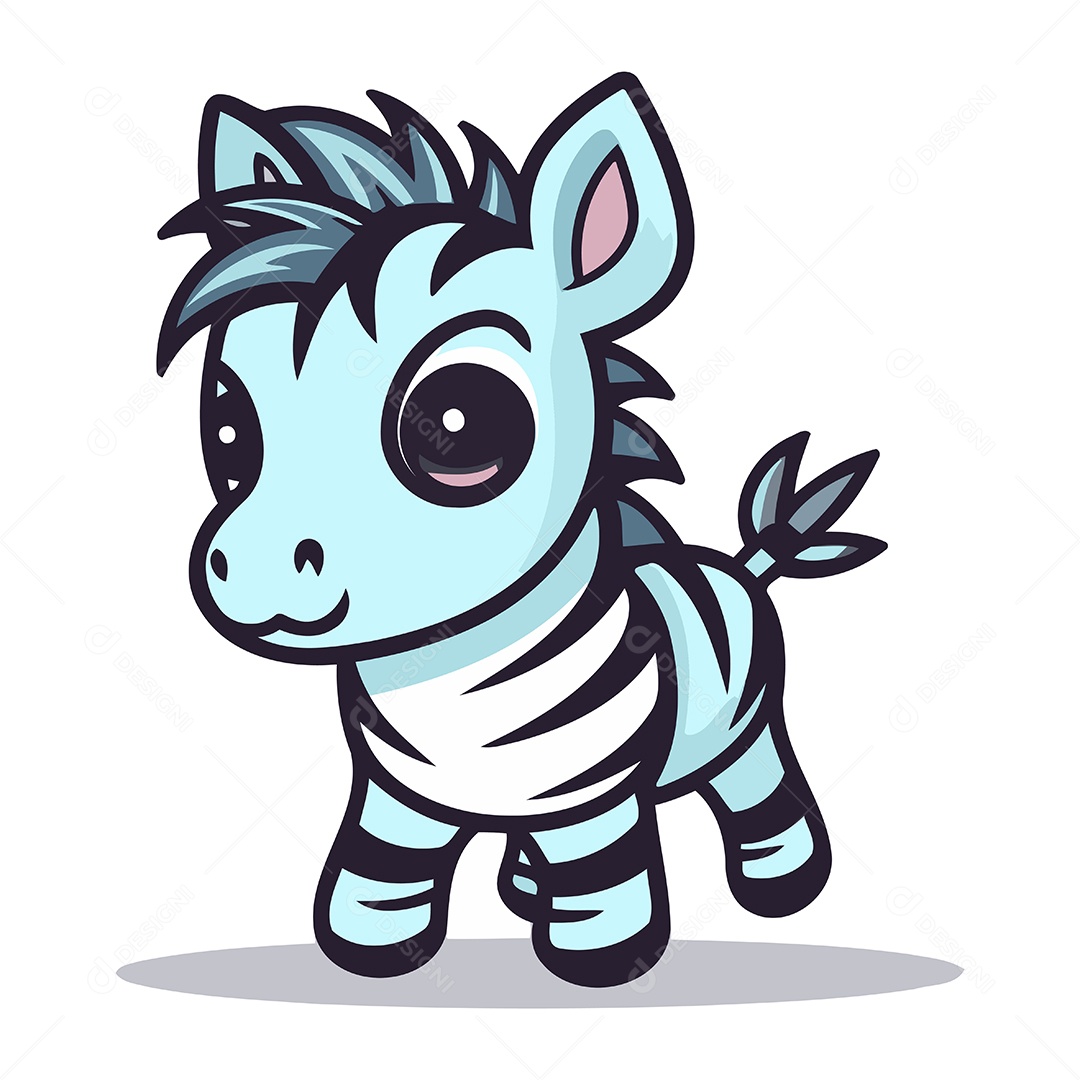 Zebra Fofa de Desenho Animado Ilustração Vetor EPS