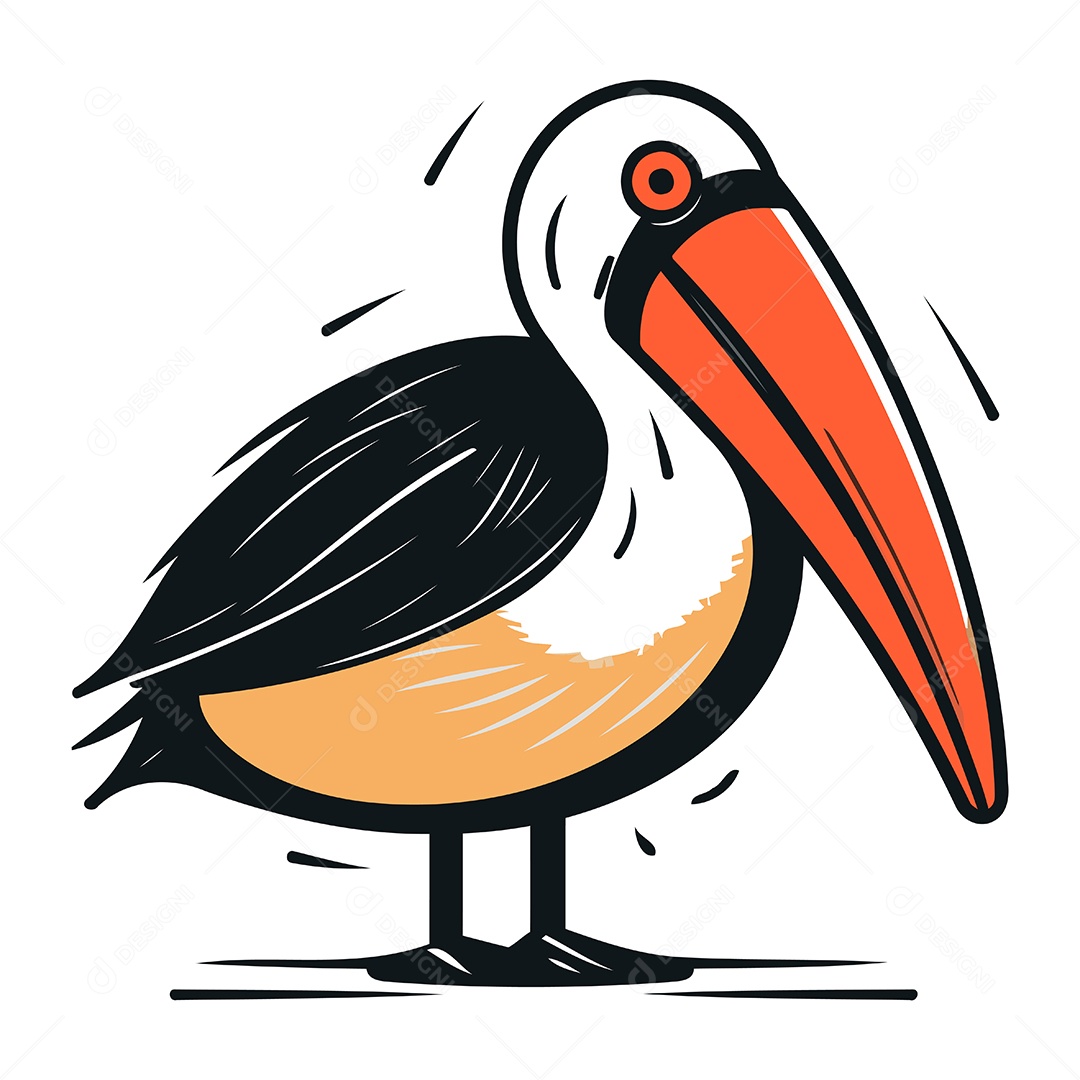 Pelicano de Desenho Animado Ilustração Vetor EPS