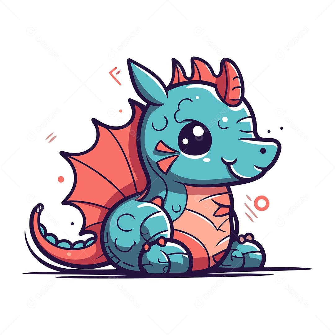 Dragão de Desenho Animado Ilustração Vetor EPS