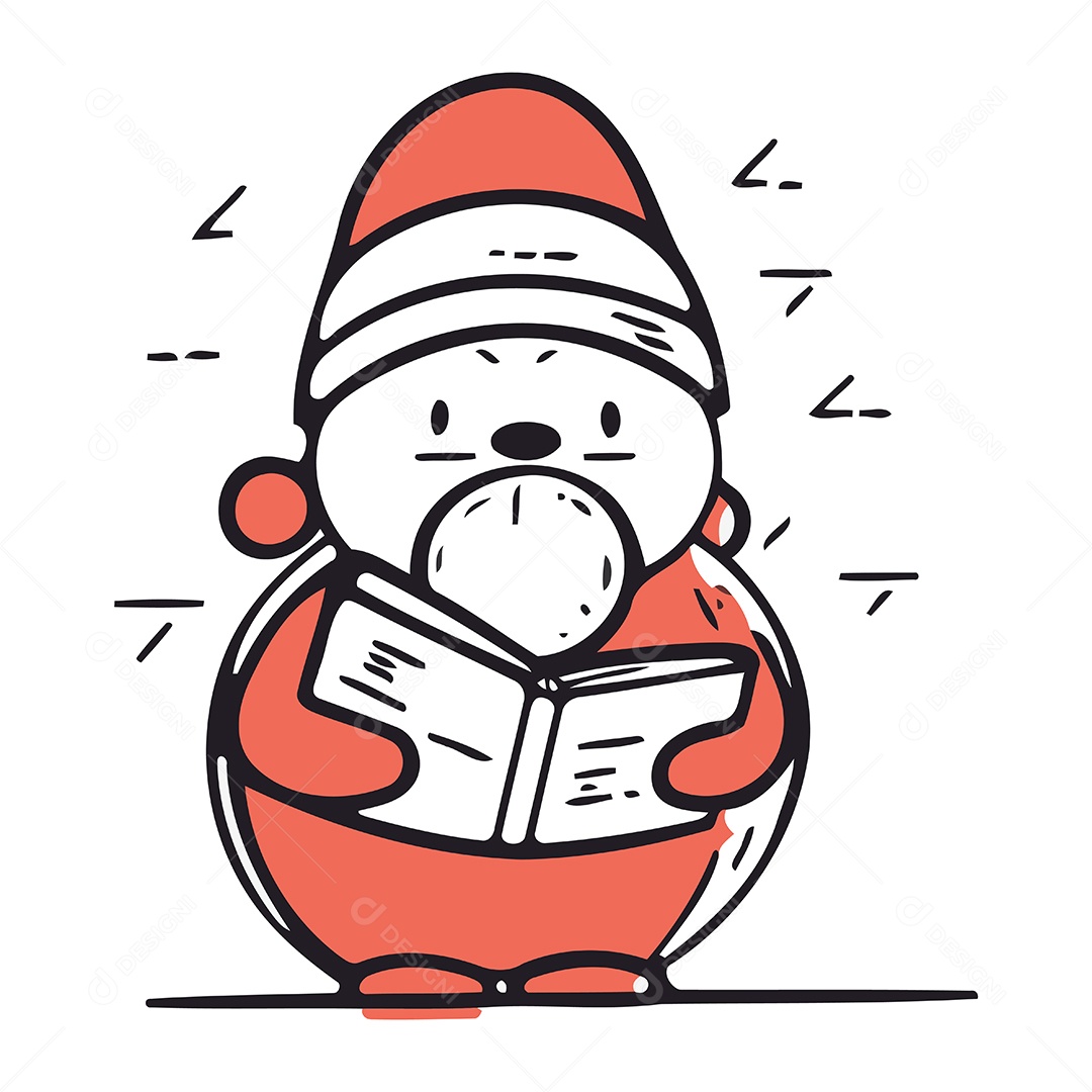 Papai Noel Lendo um Livro Ilustração Vetor EPS