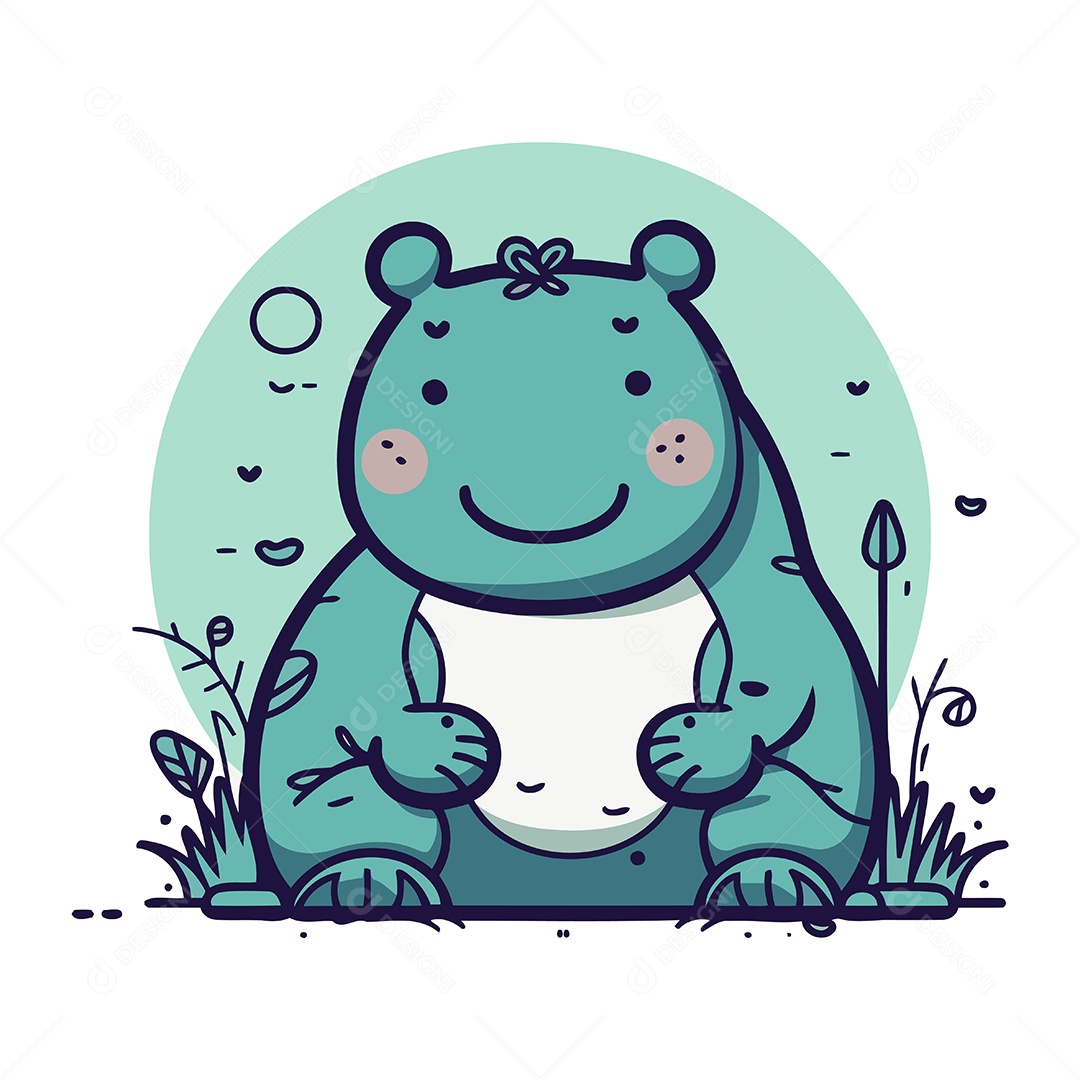 Hipopótamo de Desenho Animado Ilustração Vetor EPS