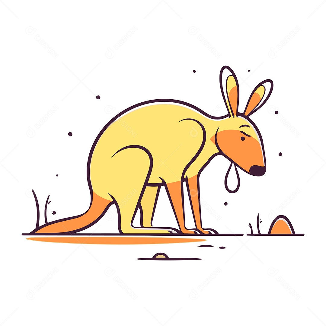 Canguru de Desenho Animado Ilustração Vetor EPS