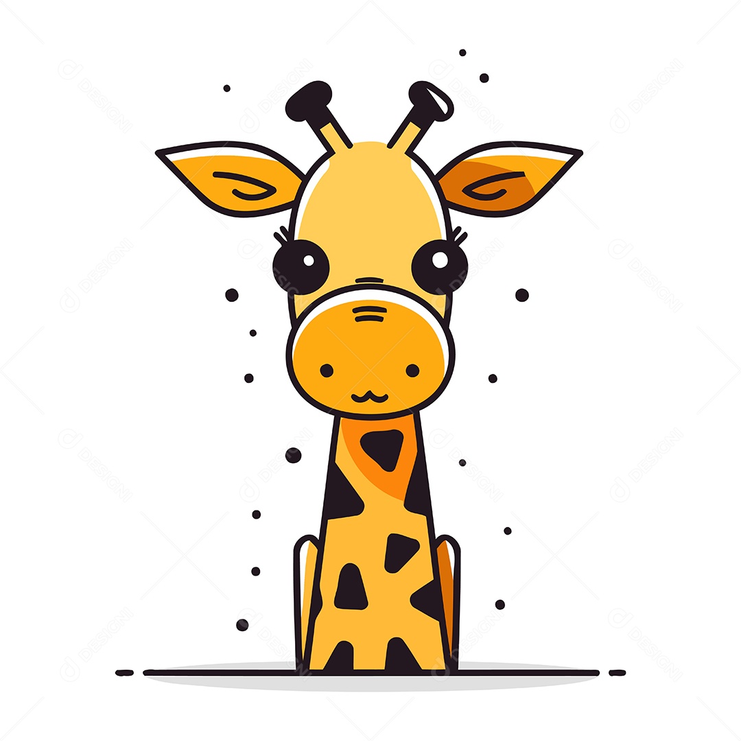 Cabeça de Girafa Desenho Animado Ilustração Vetor EPS