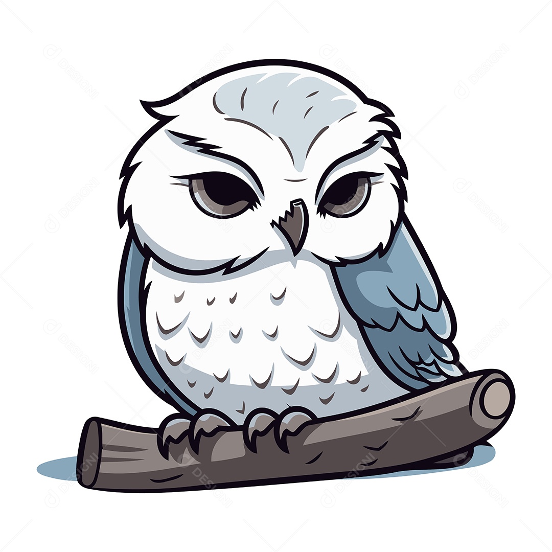 Coruja Pousada em Um Galho Ilustração Vetor EPS