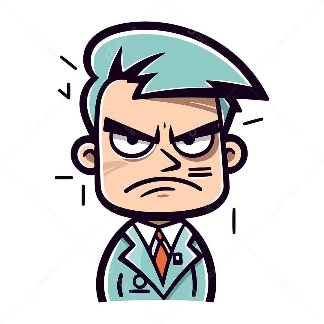 Empresário Irritado de Desenho Animado Ilustração Vetor EPS