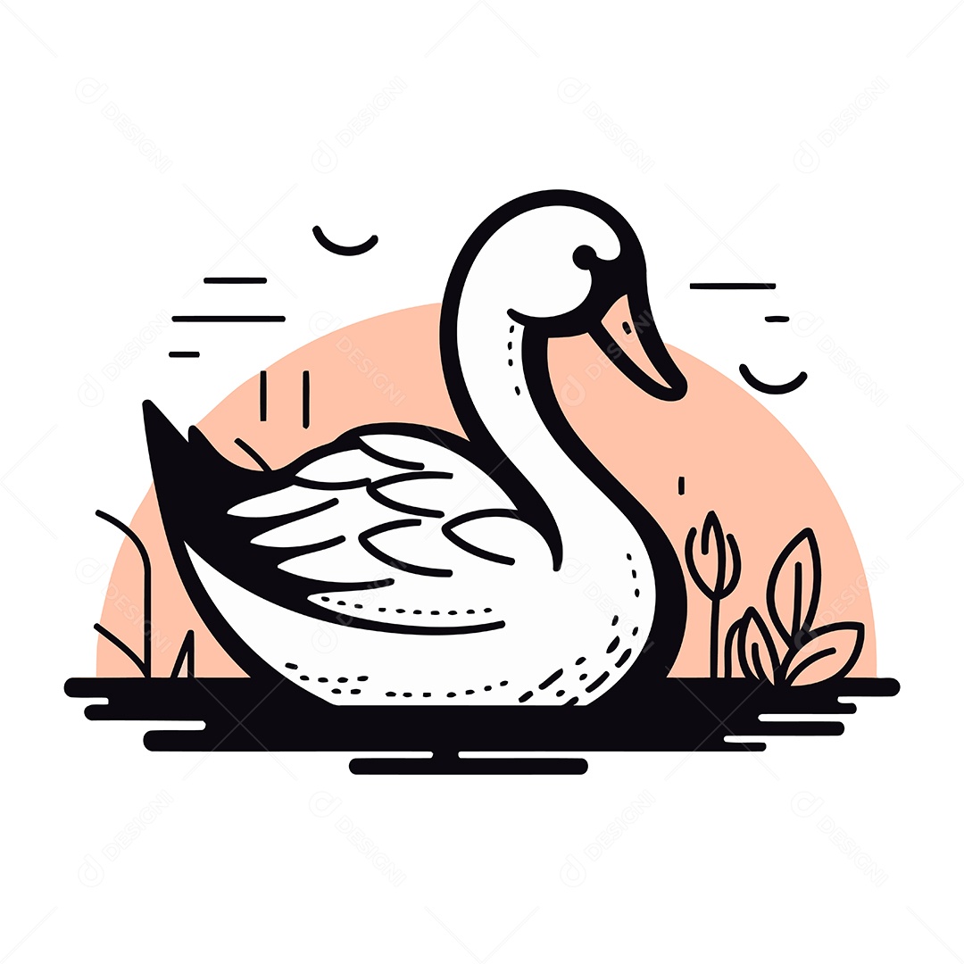 Cisne de Desenho Animado Ilustração Vetor EPS