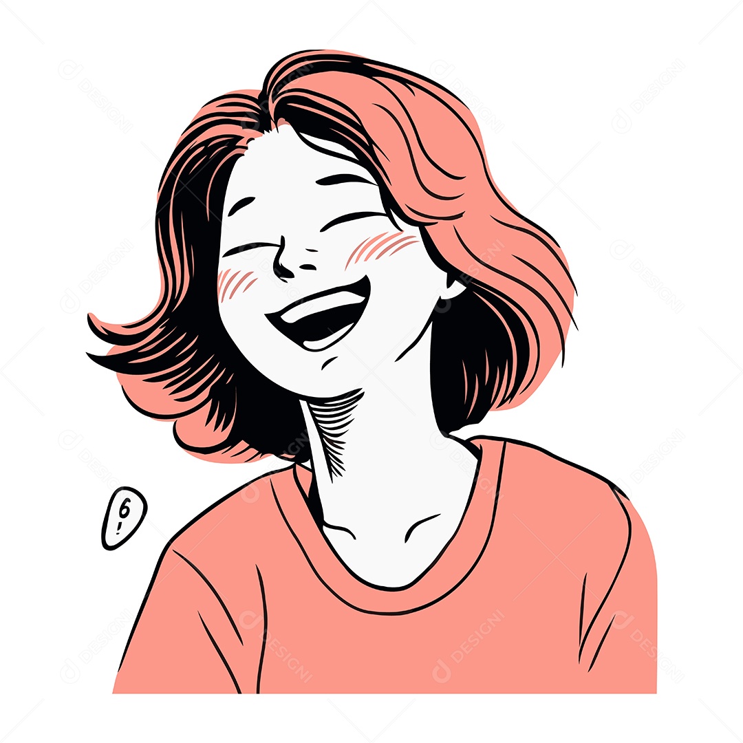 Mulher Sorridente de Desenho Animado Ilustração Vetor EPS