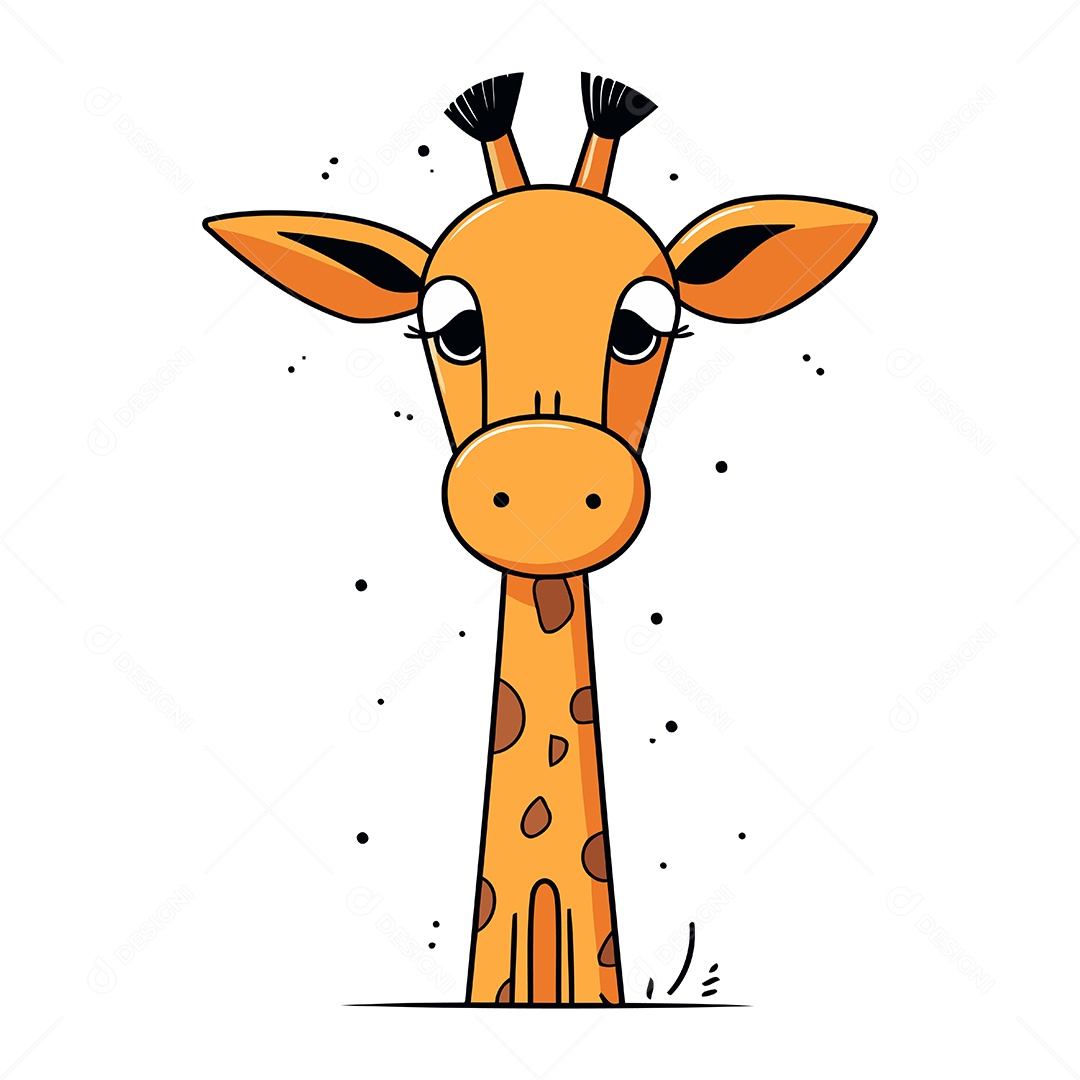 Cabeça de Girafa Desenho Animado Ilustração Vetor EPS