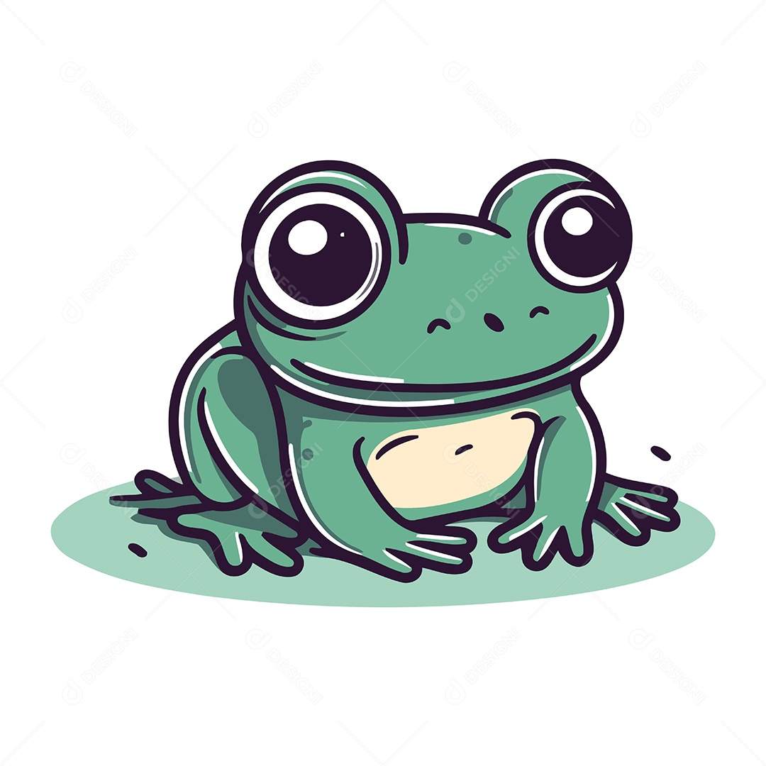 Sapo Fofo de Desenho Animado Ilustração Vetor EPS