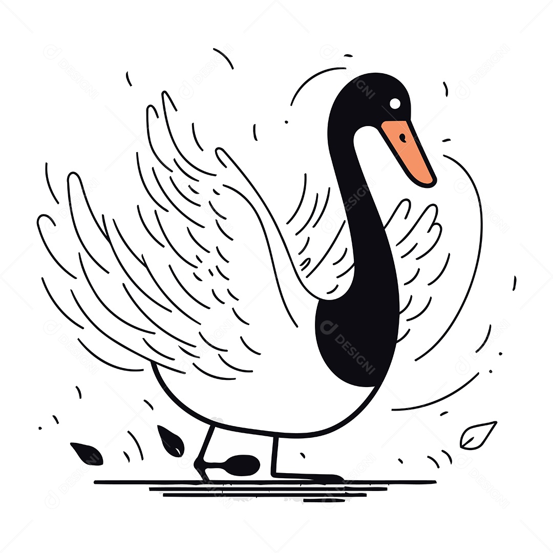 Cisne de Desenho Animado Ilustração Vetor EPS