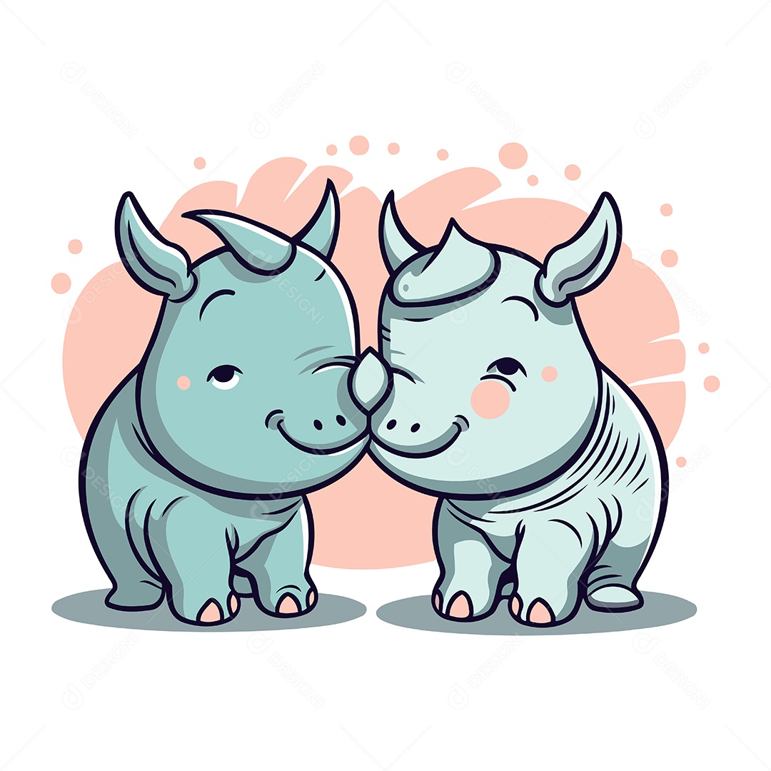 Casal de Rinocerontes Ilustração Vetor EPS