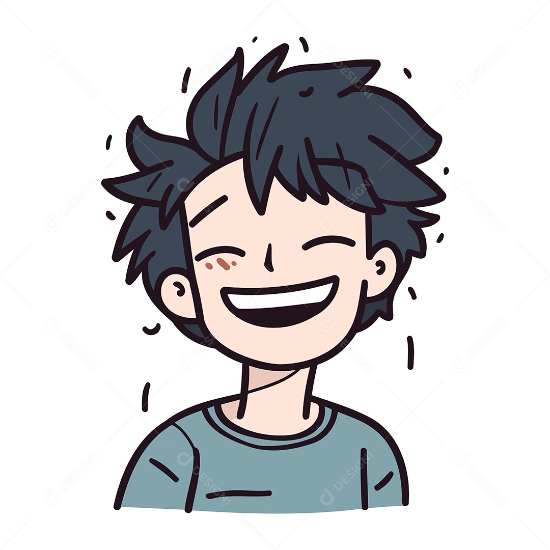 Menino Sorridente de Desenho Animado Ilustração Vetor EPS