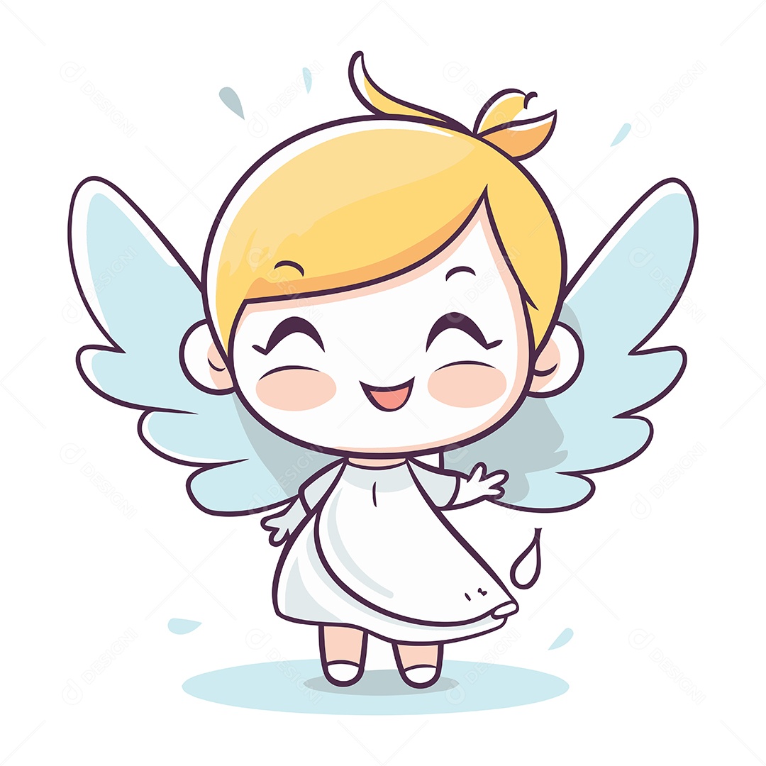 Anjinho Fofo de Desenho Animado Ilustração Vetor EPS
