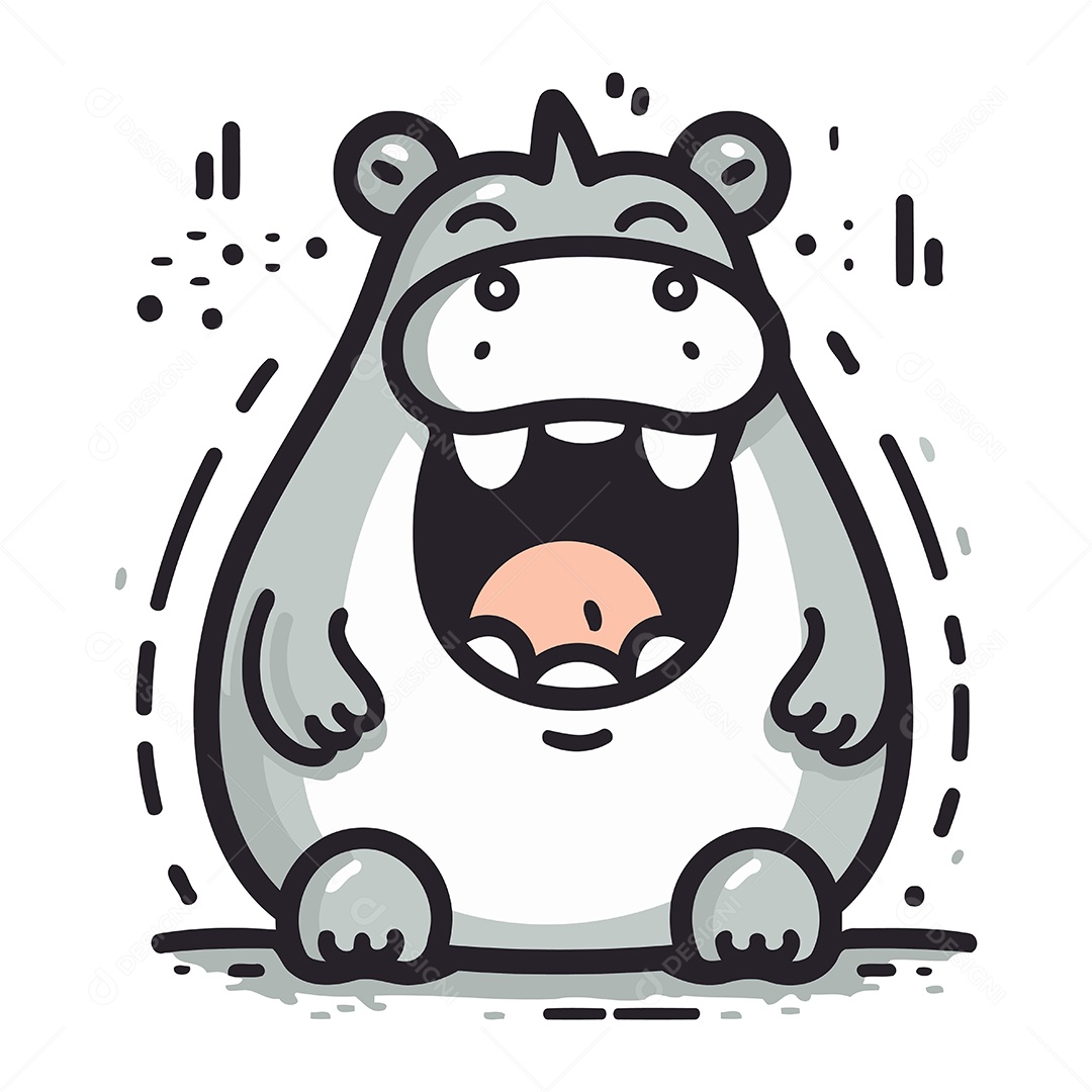 Hipopótamo de Desenho Animado Ilustração Vetor EPS