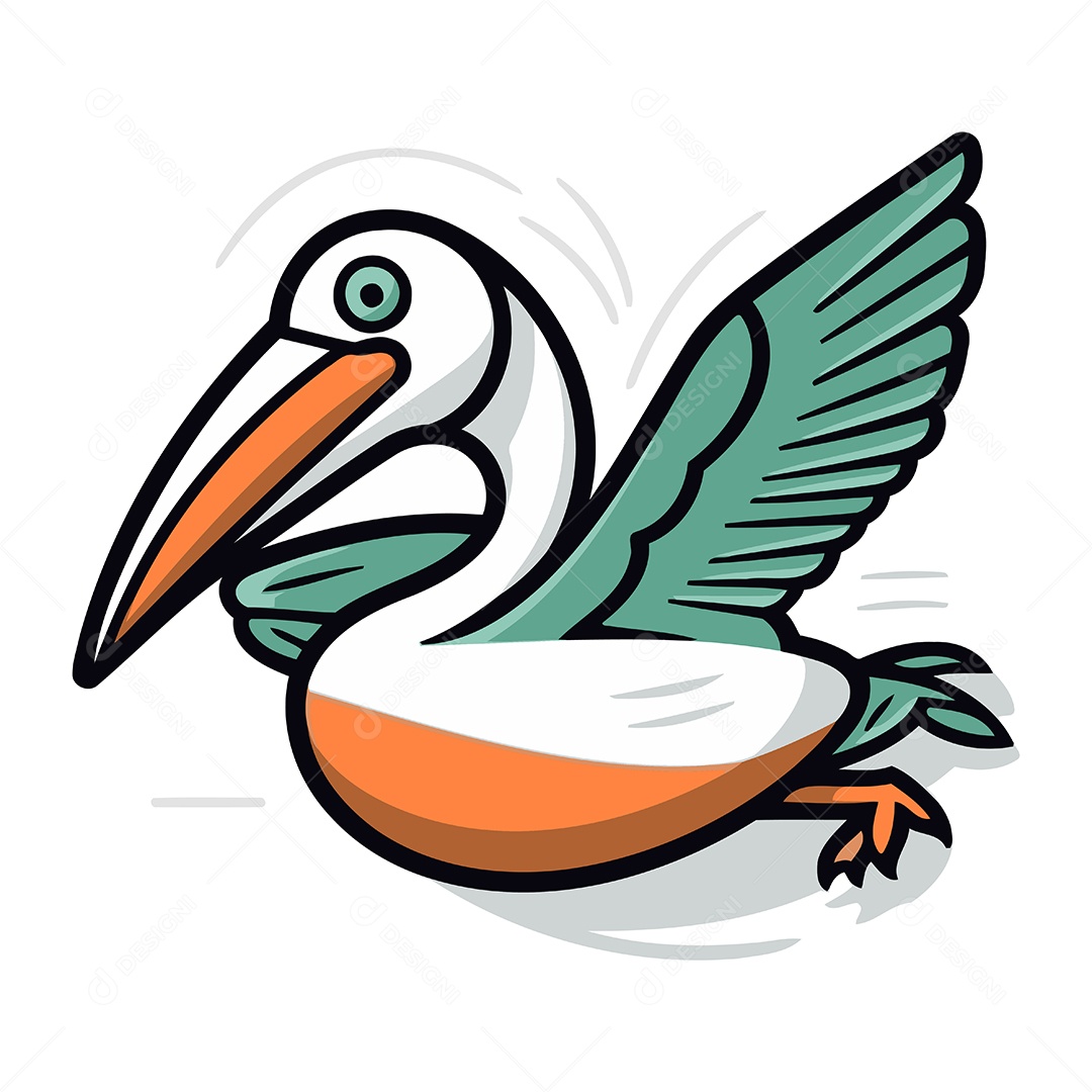 Pelicano de Desenho Animado Ilustração Vetor EPS