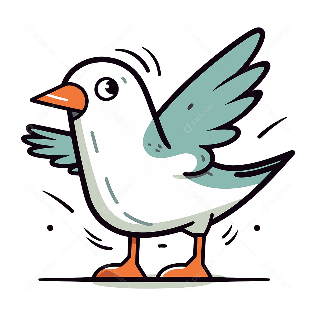 Gaivota Fofa de Desenho Animado Ilustração Vetor EPS