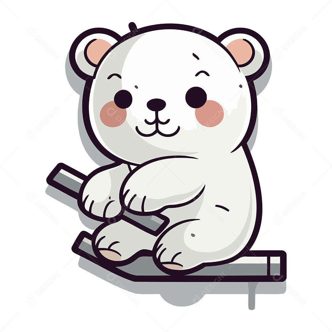 Urso Polar Fofo de Desenho Animado Ilustração Vetor EPS