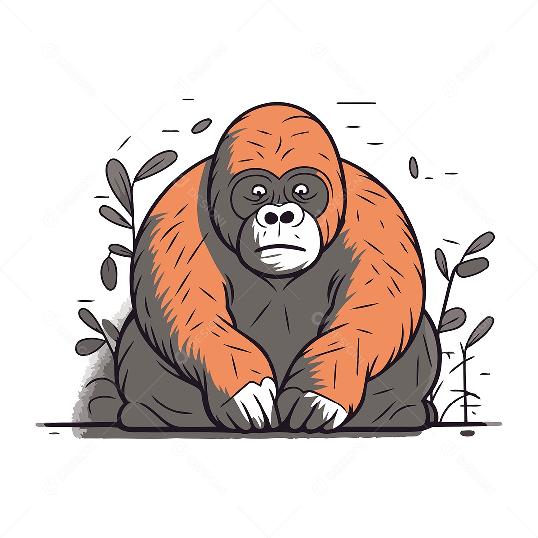 Gorila de Desenho Animado Ilustração Vetor EPS