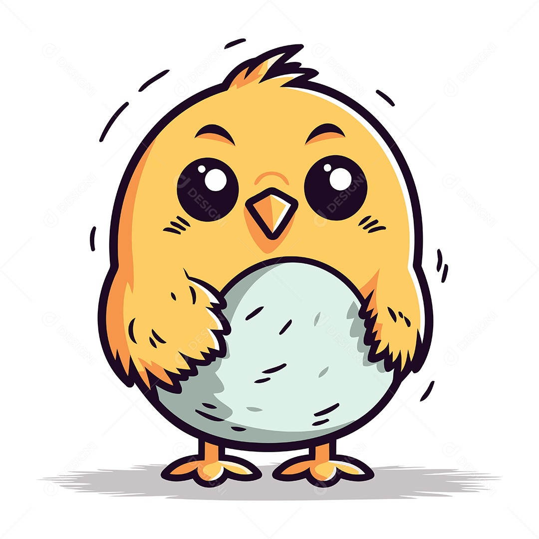 Pintinho Fofo de Desenho Animado Ilustração Vetor EPS