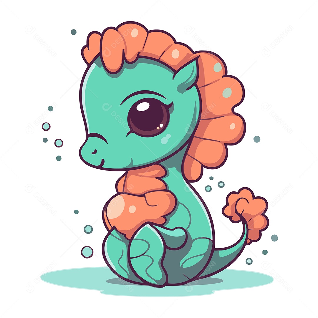 Cavalo Marinho de Desenho Animado Ilustração Vetor EPS