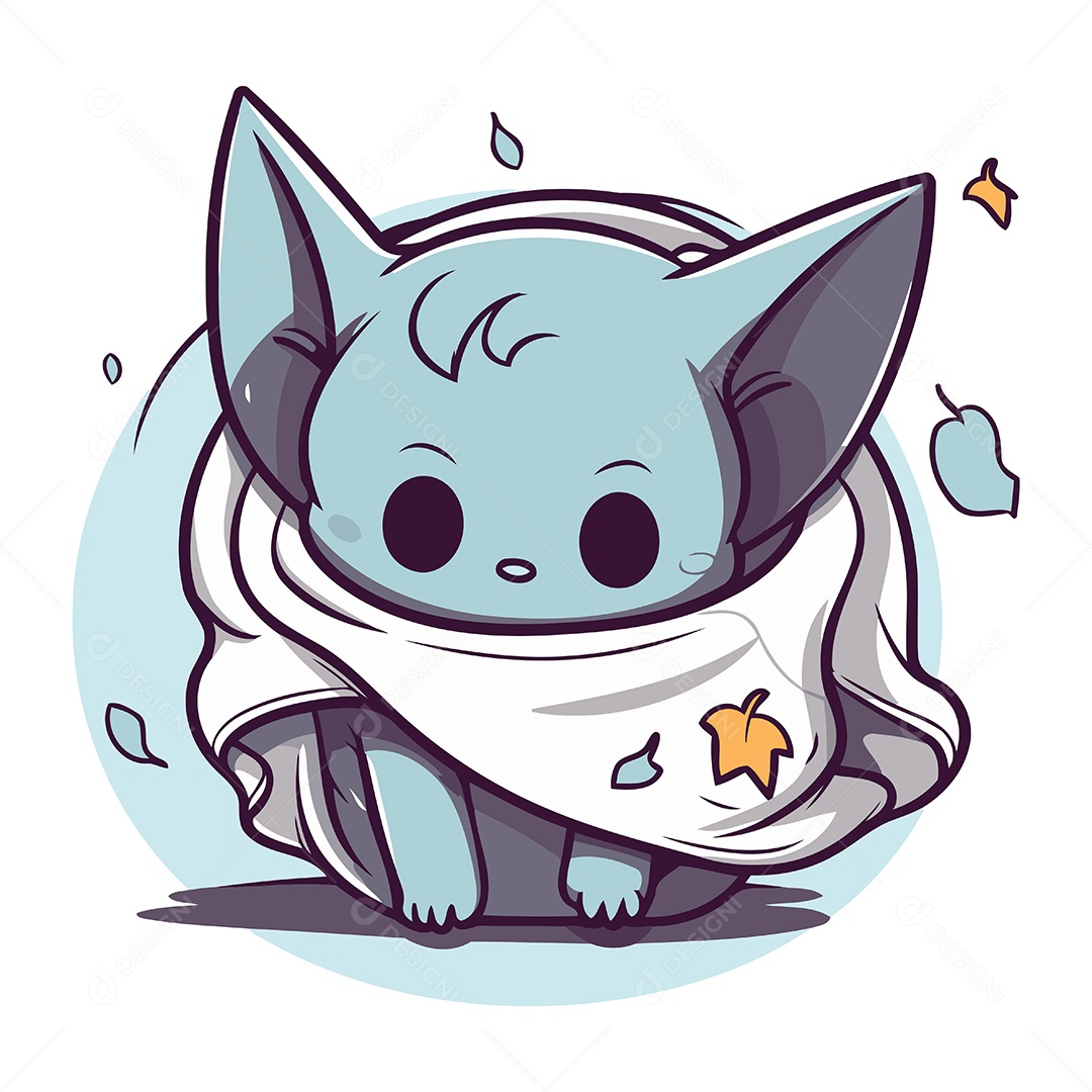 Gato Enrolado em Um Cobertor Ilustração Vetor EPS