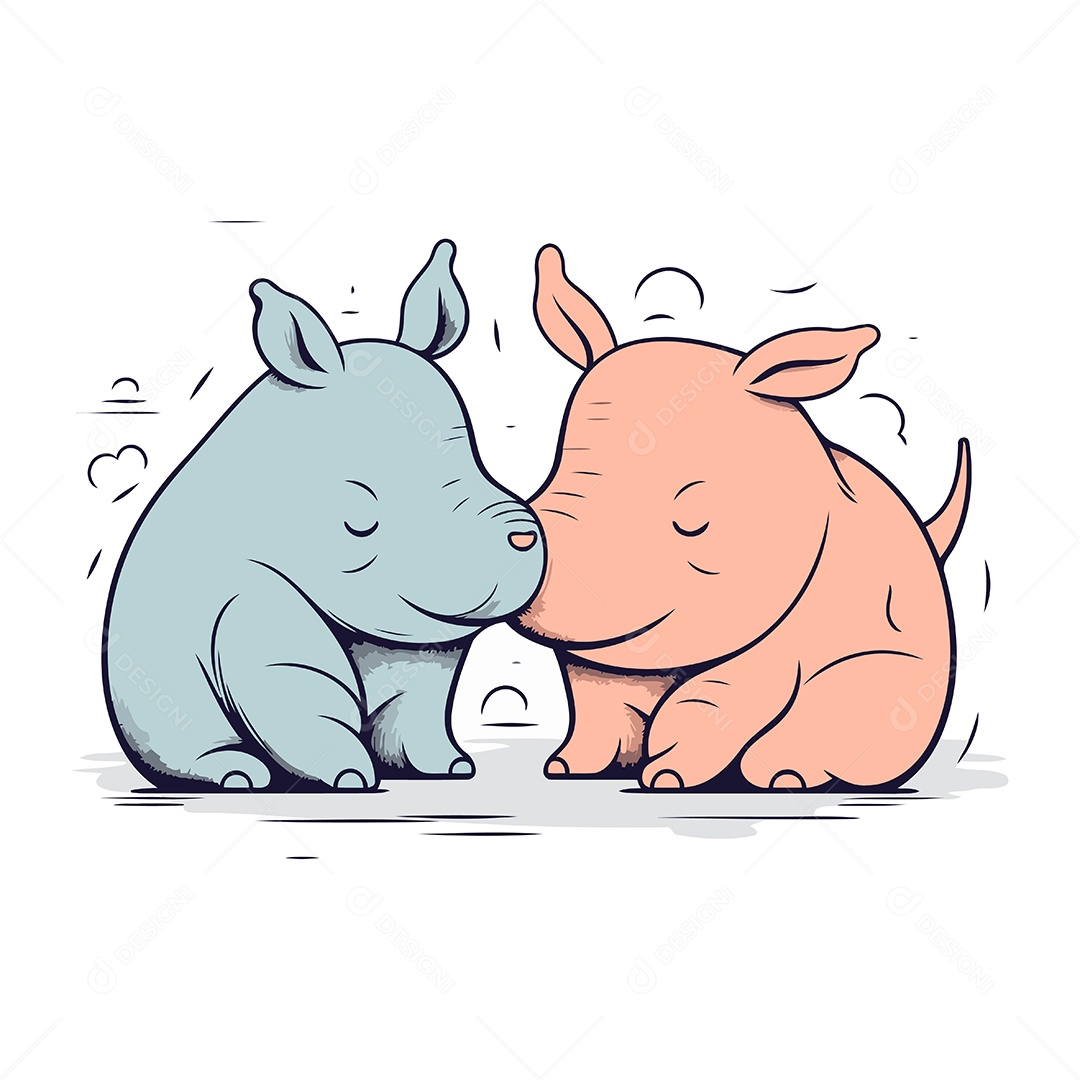 Rinocerontes de Desenho Animado Ilustração Vetor EPS