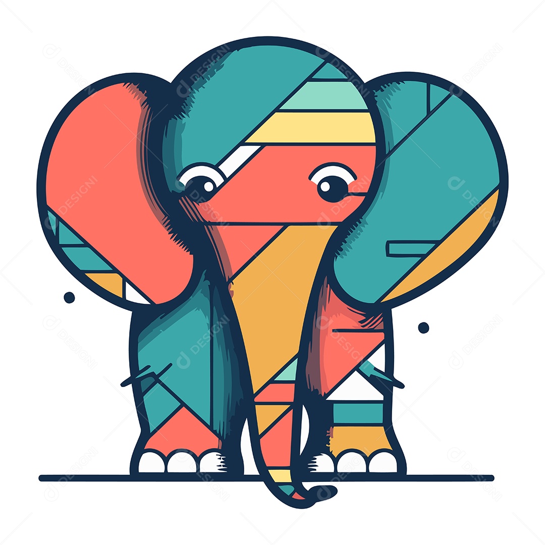 Elefante de Desenho Animado Ilustração Vetor EPS
