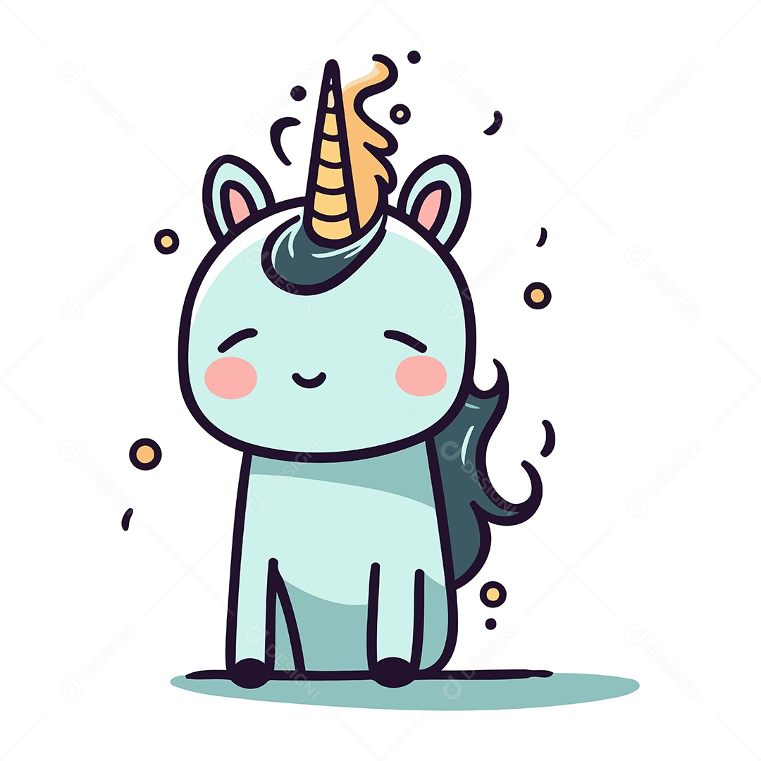 Unicórnio de Desenho Animado Ilustração Vetor EPS