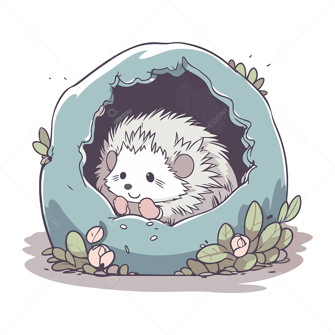 Ouriço de Desenho Animado Ilustração Vetor EPS