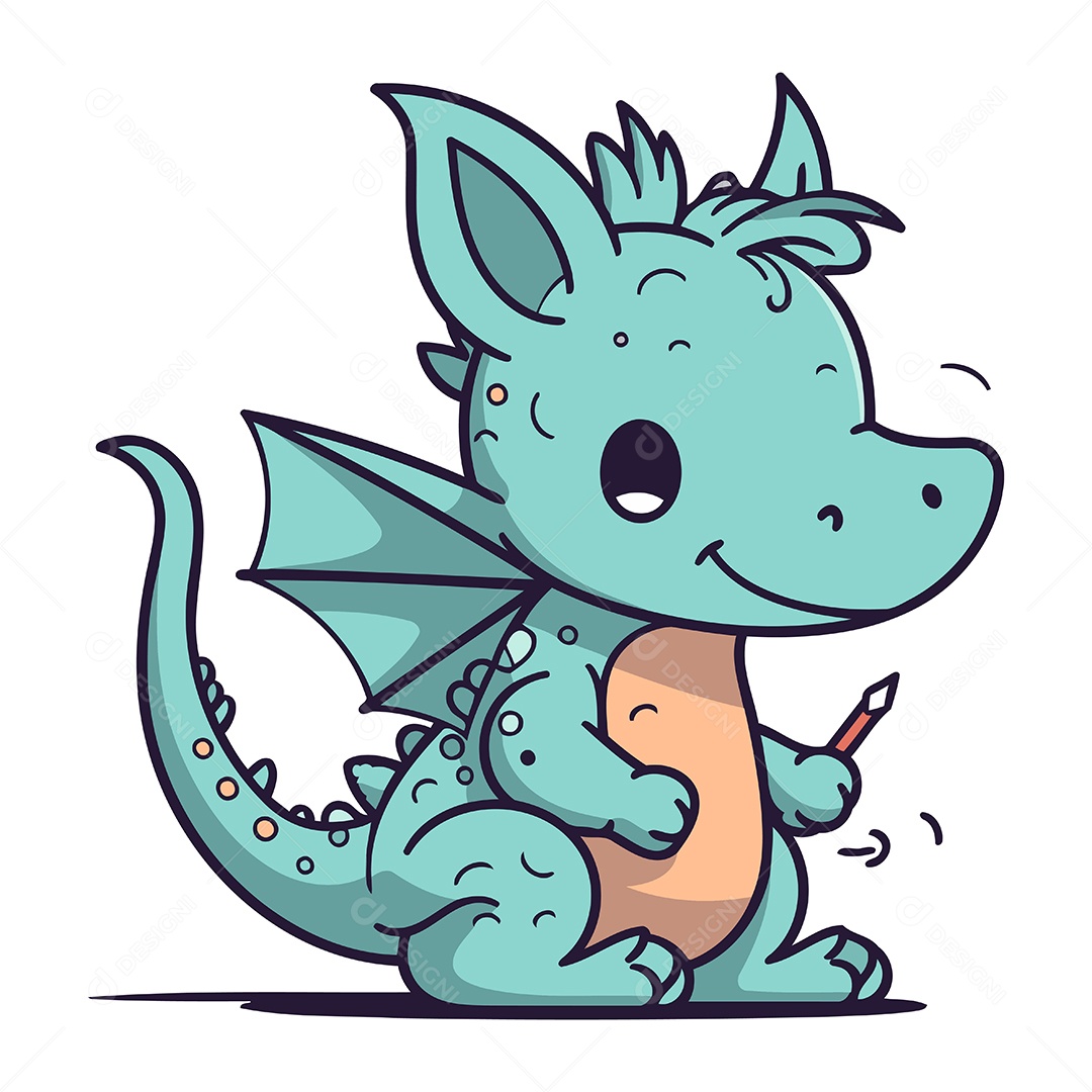 Dragão de Desenho Animado Ilustração Vetor EPS