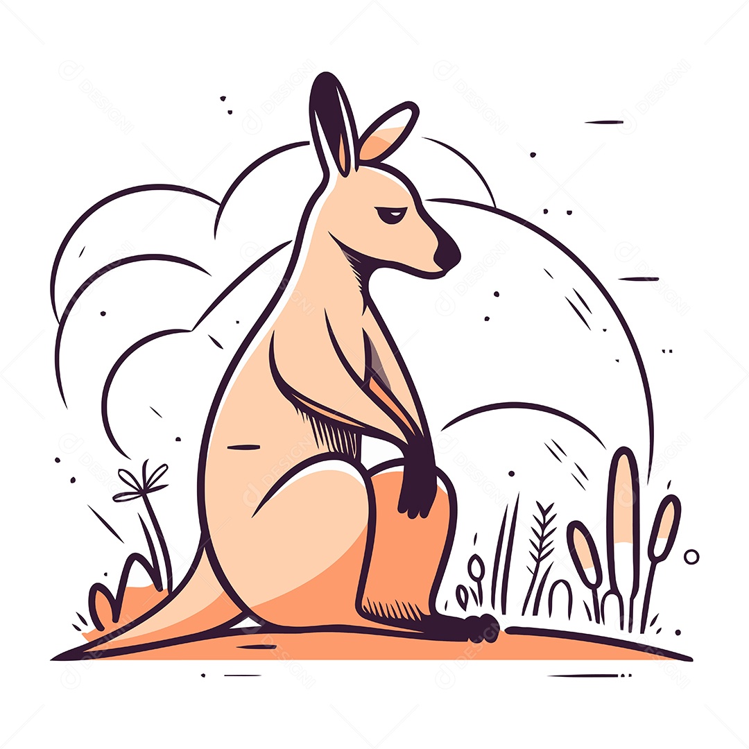 Canguru de Desenho Animado Ilustração Vetor EPS