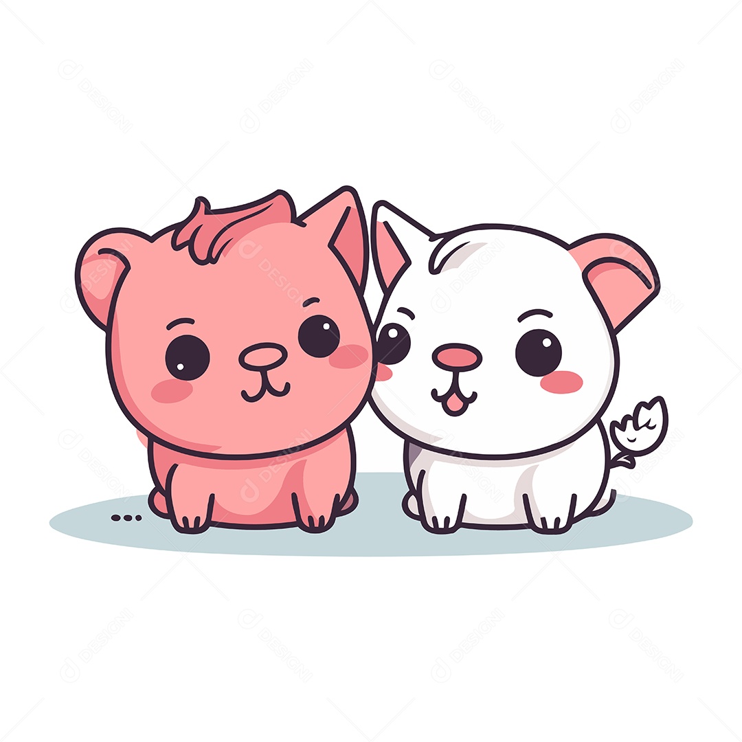 Gato e Cachorro de Desenho Animado Ilustração Vetor EPS