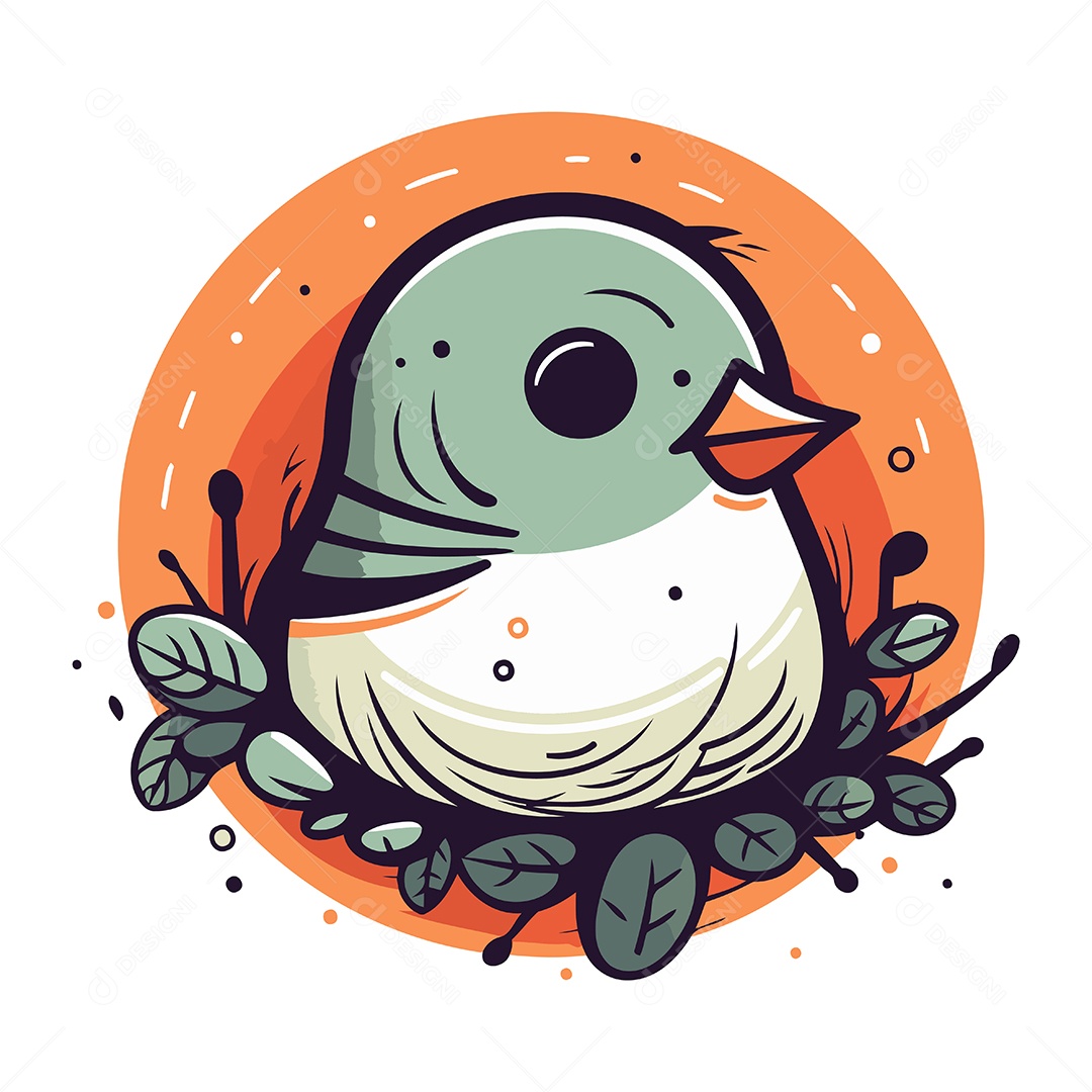 Pássaro de Desenho Animado no Ninho Ilustração Vetor EPS