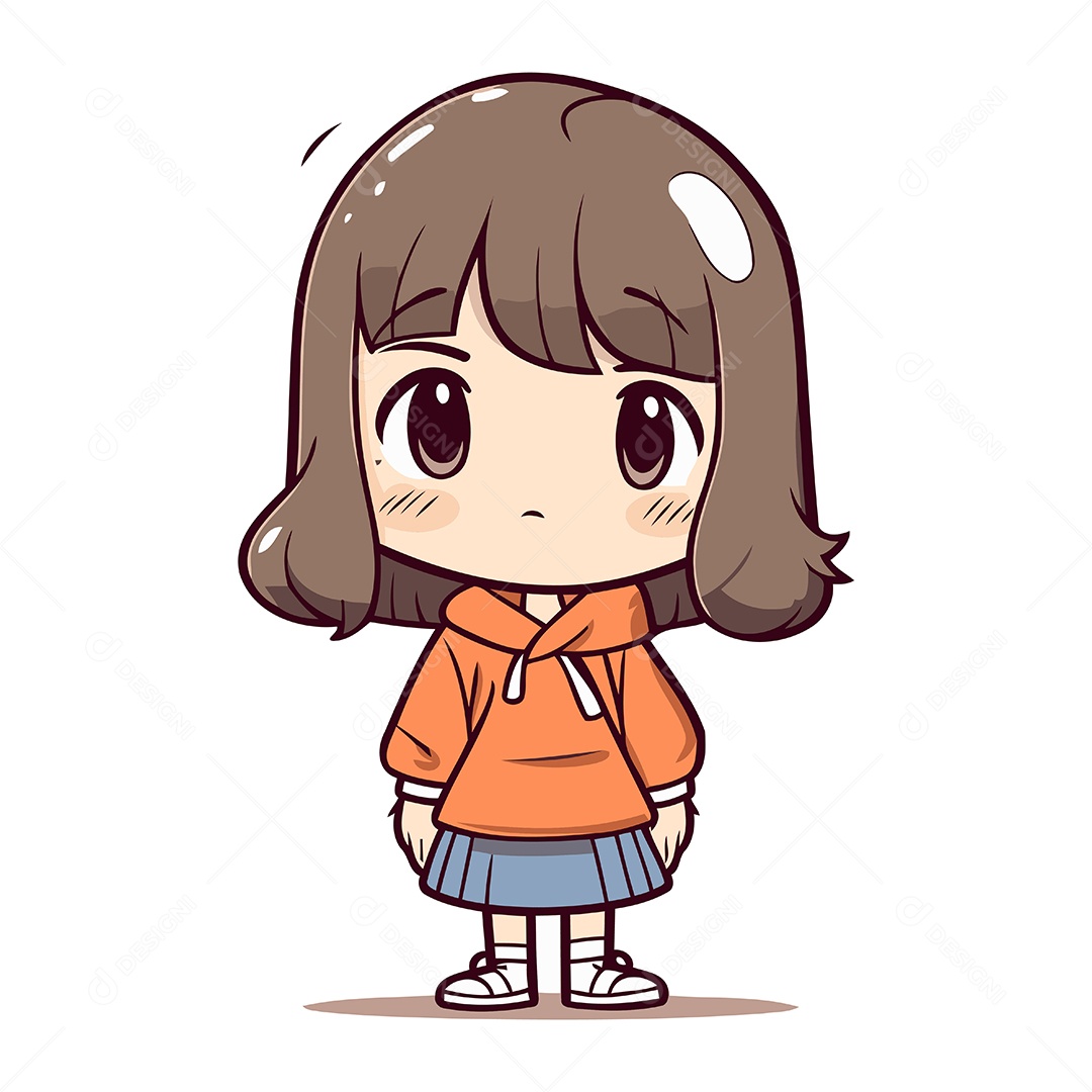 Menina Fofa de Desenho Animado Ilustração Vetor EPS