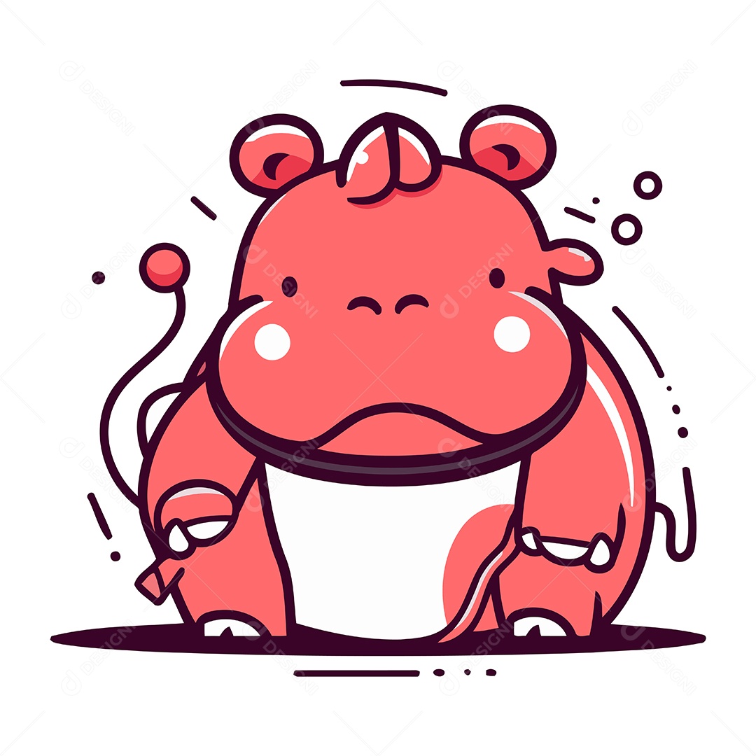 Hipopótamo de Desenho Animado Ilustração Vetor EPS