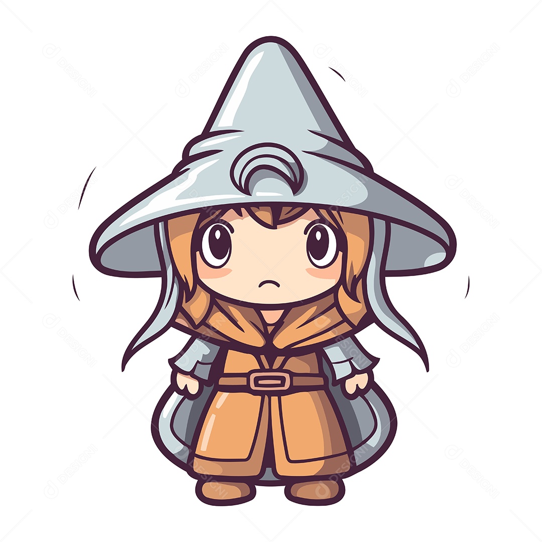 Menina Fantasiada de Bruxa Desenho Animado Ilustração Vetor EPS