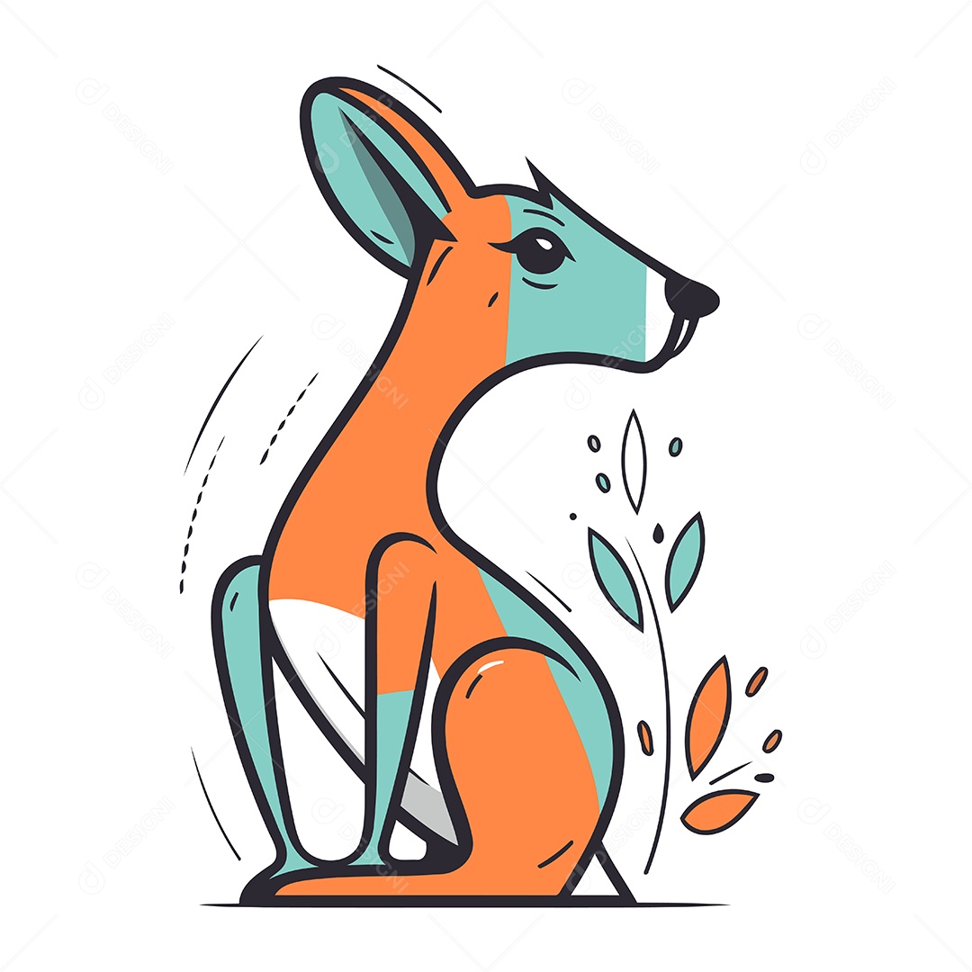 Canguru de Desenho Animado Ilustração Vetor EPS