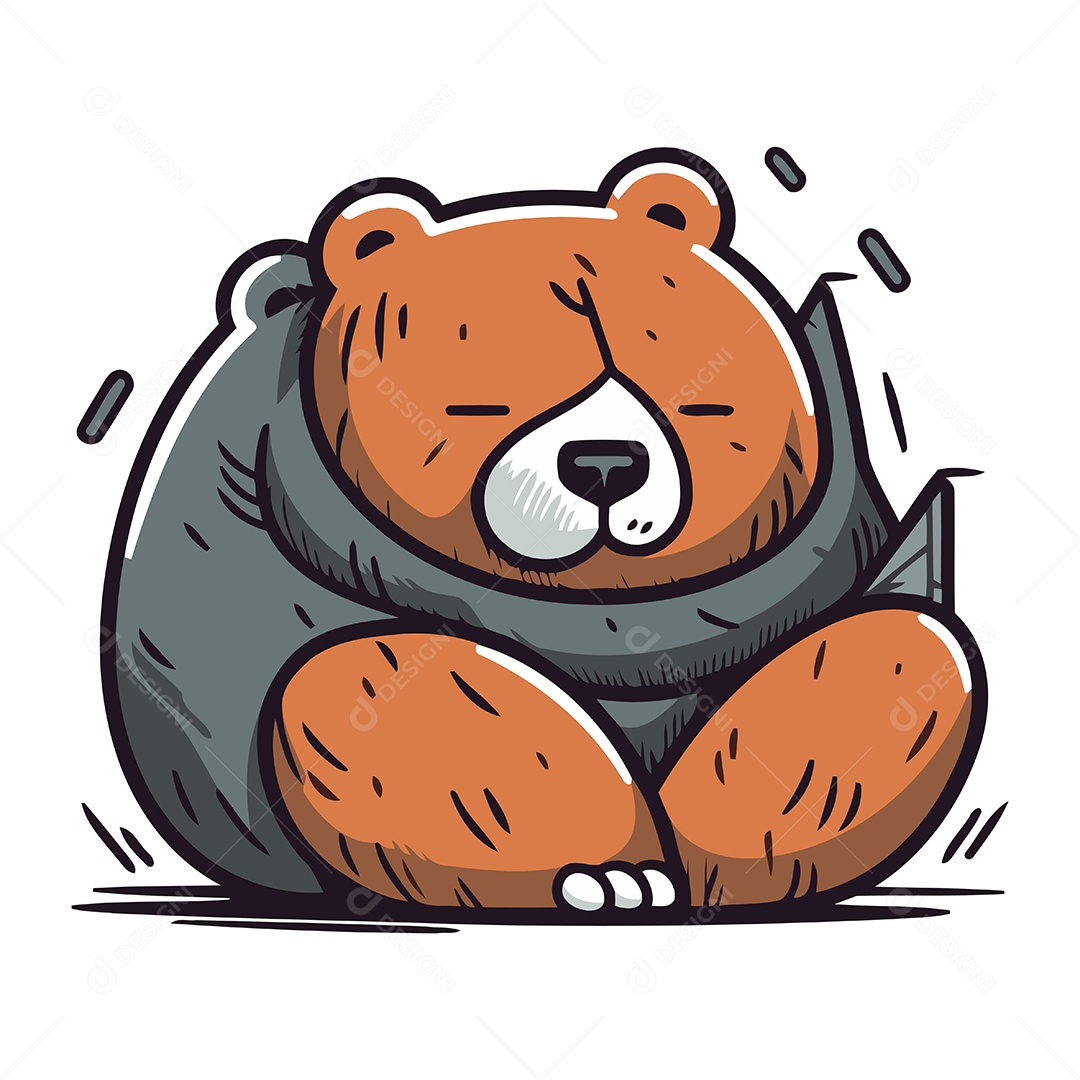 Urso Fofo de Desenho Animado Dormindo Ilustração Vetor EPS