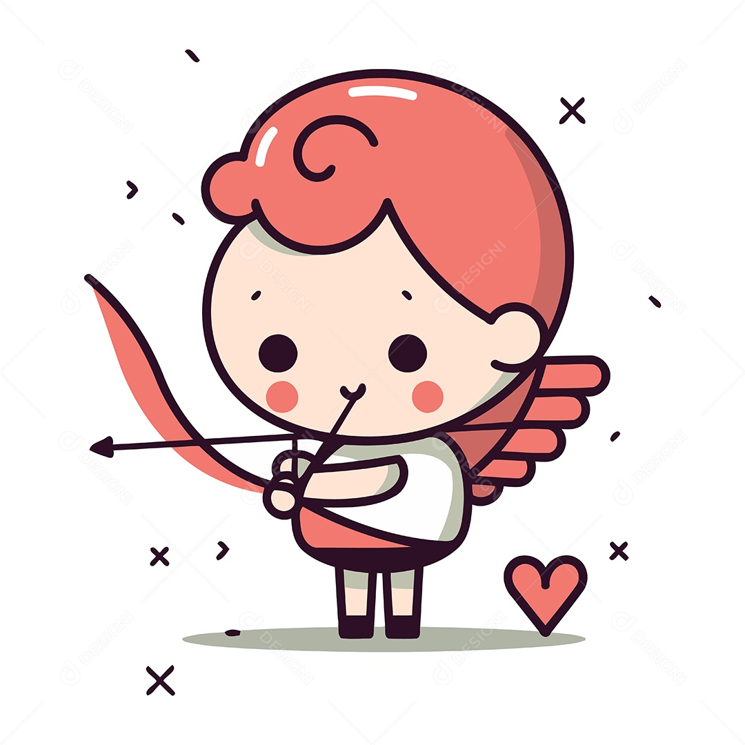 Cupido com Arco e Flecha Ilustração Vetor EPS