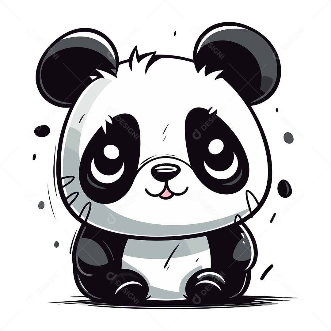 Panda Fofo de Desenho Animado Ilustração Vetor EPS