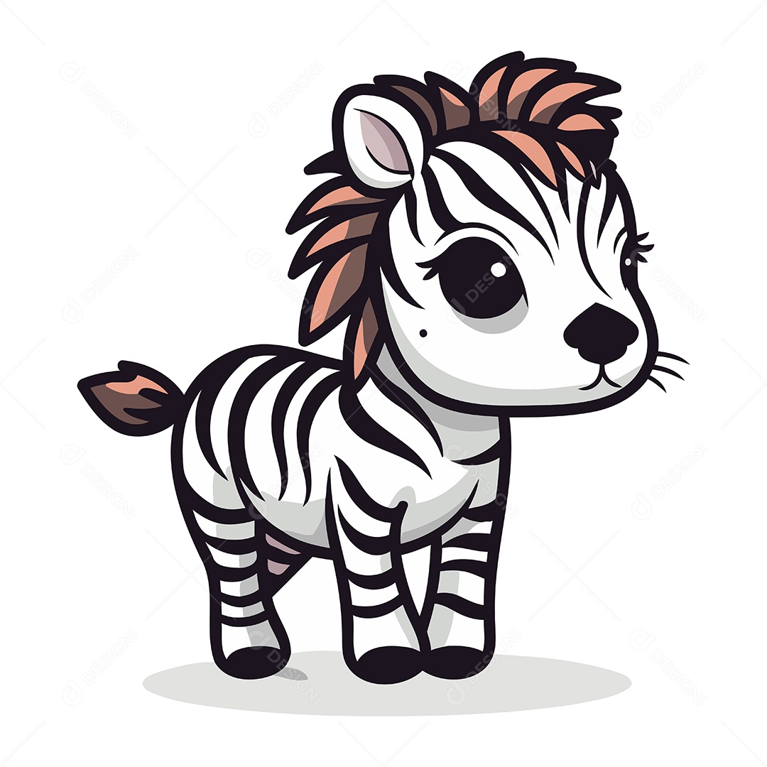 Zebra Fofa de Desenho Animado Ilustração Vetor EPS