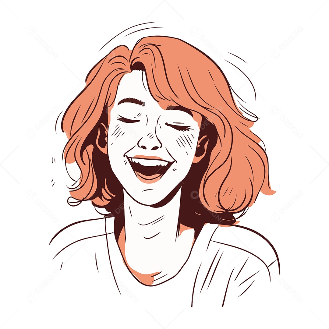 Mulher Sorridente de Desenho Animado Ilustração Vetor EPS