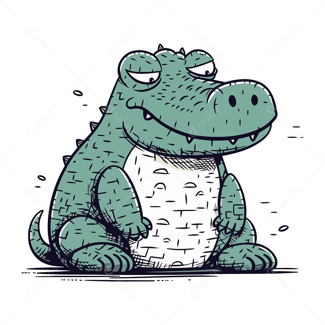 Crocodilo de Desenho Animado Ilustração Vetor EPS